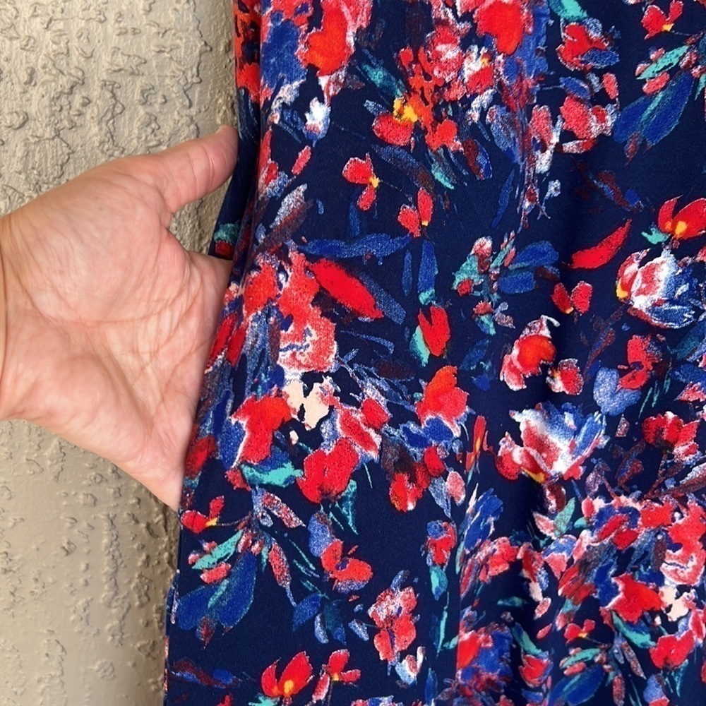 Cuddl Duds Flexwear Floral Shark Bite Hem Midi Dress Size PS - Picture 5 of 12
